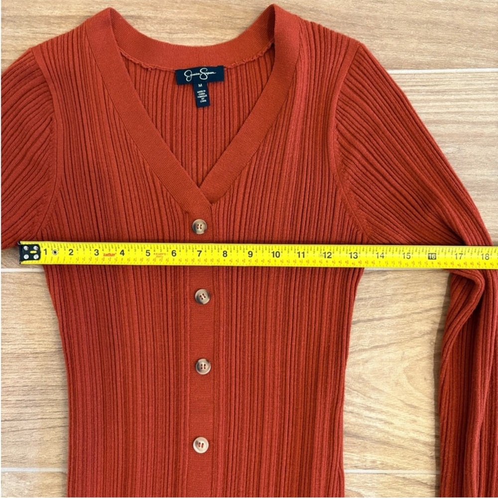 🧡🍂Jessica Simpson Rust Ribbed Midi Button Down Dress🍂🧡 Size Medium - Picture 9 of 10